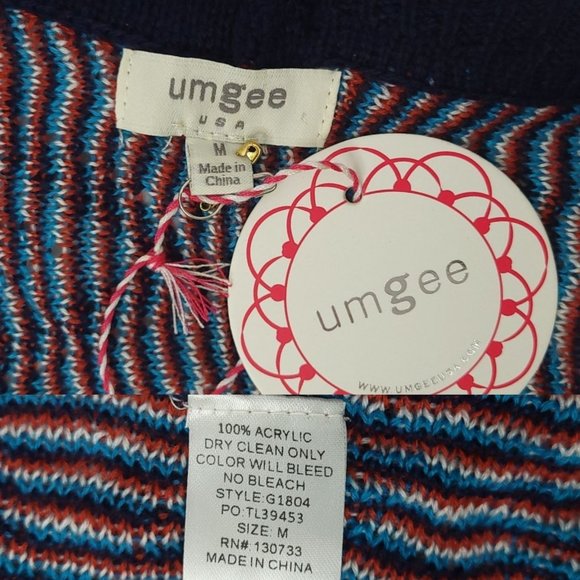 Umgee Open Front Cardigan Aztec Print Sweater Vest Womens Size M Fringe Boho NEW - Picture 6 of 12